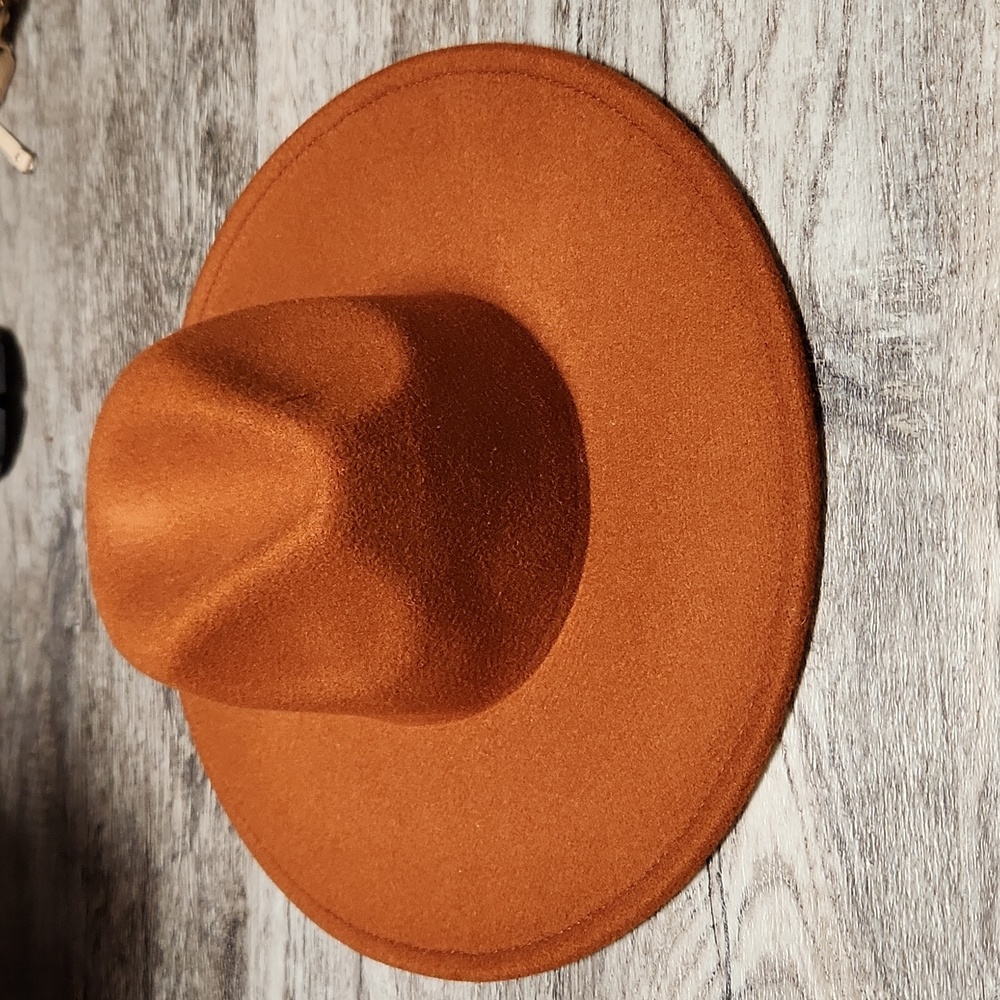 NWOT Free People wide brim cognac rancher hat